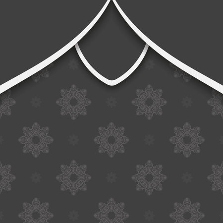 Black postcard with vintage white ornament is ready for printing.のイラスト素材