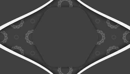 Black banner with abstract white ornament and a place for your logoのイラスト素材