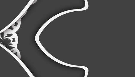 Black banner with vintage white ornament for design under your logoのイラスト素材