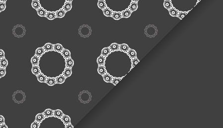 Black banner with vintage white ornament for design under your logoのイラスト素材