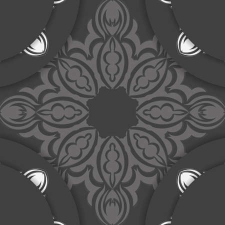 Black postcard with vintage white pattern for your brand.のイラスト素材