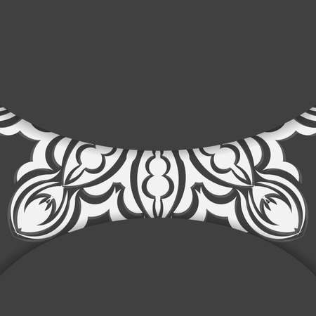 Postcard in black color with an abstract white pattern for your congratulations.のイラスト素材