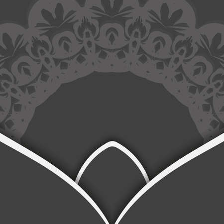 Black brochure with Indian white ornaments for your design.のイラスト素材