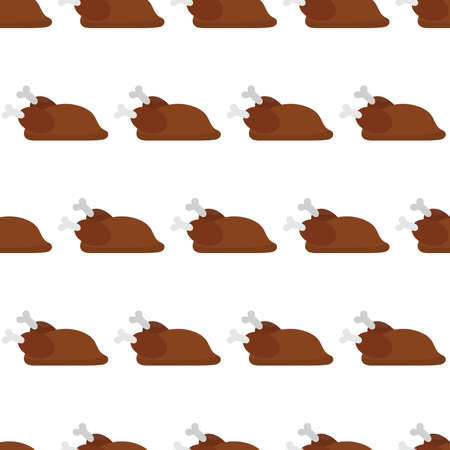 Seamless pattern Carcass of fried meat. Fried chicken or turkey icon. Flat style. Vector.のイラスト素材