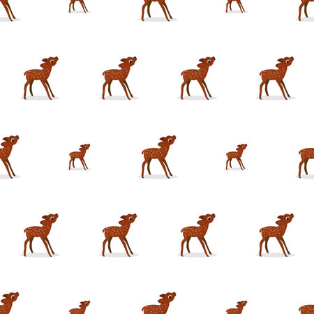 Seamless pattern with a deer. Suitable for backgrounds, postcards, and wrapping paper. Vector.のイラスト素材