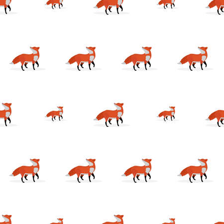 Seamless pattern with fox. Suitable for backgrounds, postcards, and wrapping paper. Vector.のイラスト素材