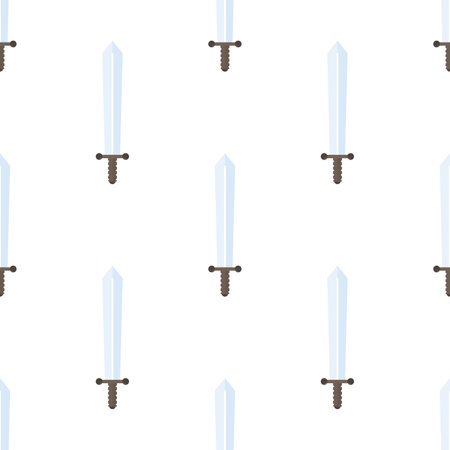 Sword seamless pattern in flat style. Suitable for backgrounds, postcards, and wrapping paper. Vector.のイラスト素材