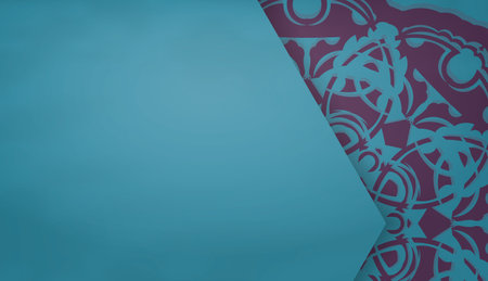 Baner of turquoise color with vintage purple ornament for design under logo or textのイラスト素材