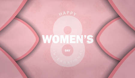 Brochure template 8 march international womens day pink color with abstract pattern