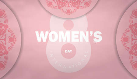 Brochure template March 8 pink with vintage patternのイラスト素材