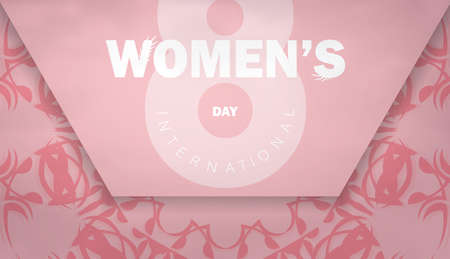 Festive Brochure March 8 pink with winter patternのイラスト素材