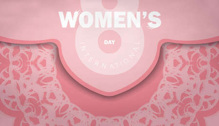 Holiday card international womens day pink color with abstract patternのイラスト素材