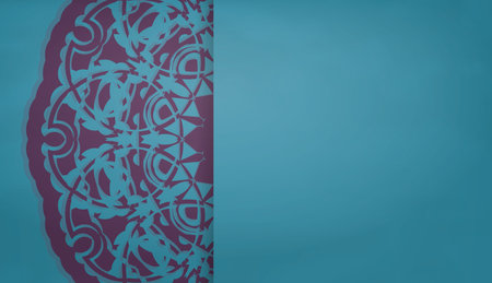 Turquoise background with abstract purple ornament and place under your textのイラスト素材