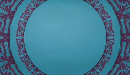 Turquoise background with abstract purple ornament and space for your logo or textのイラスト素材