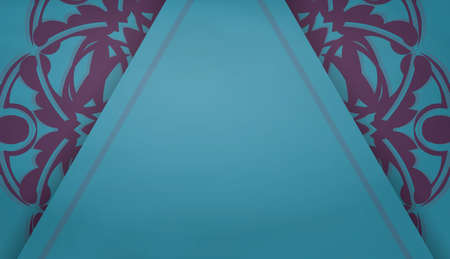 Turquoise background with abstract purple ornament for logo designのイラスト素材