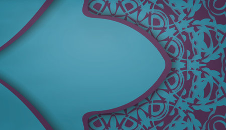 Turquoise background with greek purple pattern for design under the textのイラスト素材