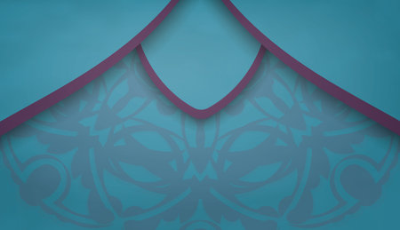 Turquoise background with greek purple pattern for design under your logoのイラスト素材