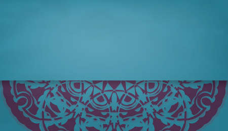 Turquoise background with greek purple pattern for design under your textのイラスト素材