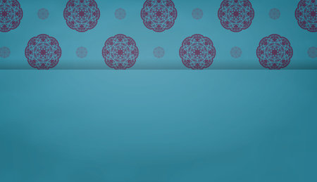 Turquoise banner with vintage purple pattern and text spaceのイラスト素材