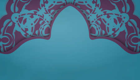 Turquoise banner with vintage purple pattern for logo designのイラスト素材