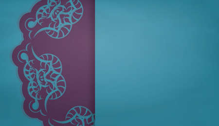 Green color greeting card with abstract purple pattern for your brand.のイラスト素材