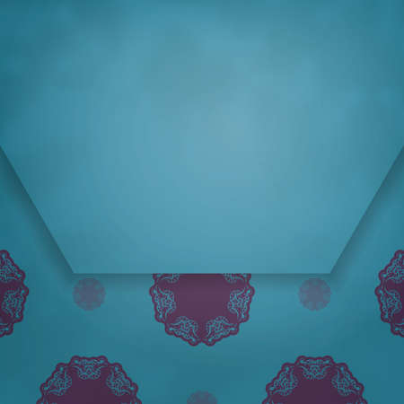 Greeting card in green color with a purple mandala ornament prepared for printing.のイラスト素材