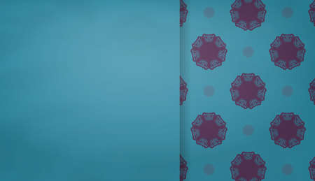 Greeting card in green color with abstract purple pattern ready for printing.のイラスト素材