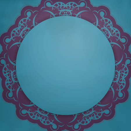 Greeting card in green color with luxurious purple pattern for your brand.のイラスト素材