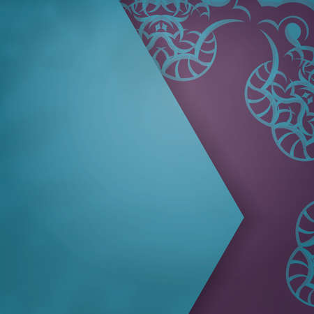 Greeting card in green with vintage purple pattern for your design.のイラスト素材