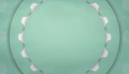 Mint background with antique white ornaments and space for textのイラスト素材