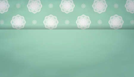 Mint color banner with greek white patternのイラスト素材