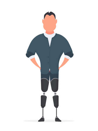 A man with prosthetic legs. A man with no legs. Isolated, vector.のイラスト素材