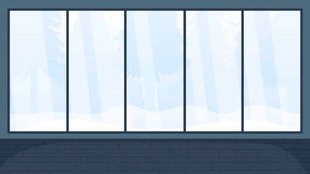 A party room with a large panoramic window overlooking the forest. For design on the theme of the...