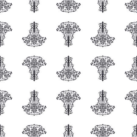 Black-white abstract endless background. Seamless pattern with polynesia patterns. Vector.のイラスト素材