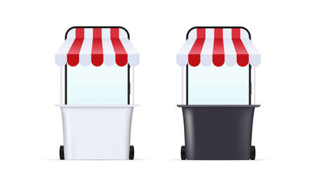 Concept of online shopping with a mobile phone. Grocery online from a mobile application. Order via smartphone. Vector.のイラスト素材