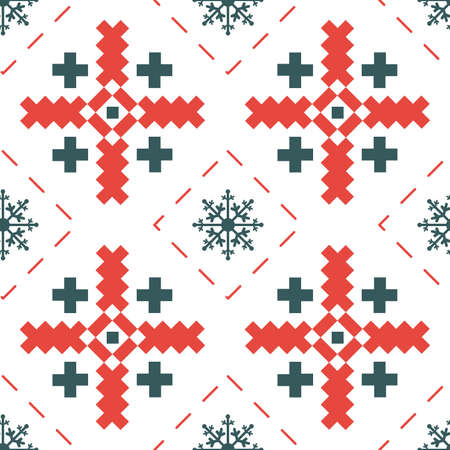 Embroidered good like handmade cross-stitch ethnic Ukraine pattern. Towel with ornament, called rushnyk in vectorのイラスト素材