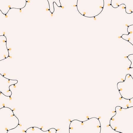 Festive garlands with light bulbs. Background with space for text. Vector.
