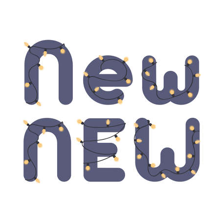 Lettering with the word NEW. Suitable for shops, advertising posters and posters. Vector.のイラスト素材