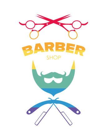 Logo for the barbershop with LGBT color. Isolated. Vector.のイラスト素材