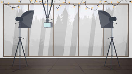 Photo zone, lighting for a photo studio, lighting for photography, roomのイラスト素材