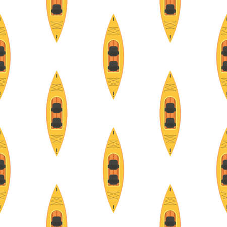Rafting seamless pattern with repeating boats. Kayaking and canoeing tiling vector background.のイラスト素材
