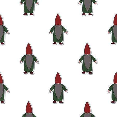 Seamless pattern with a bearded gnome. Endless background. Good for postcards, prints, wrapping paper and backgrounds. Vector.のイラスト素材