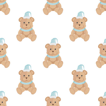 Seamless pattern with teddy bear. Festive background for websites and applications. Suitable for postcards, wrapping paper, books and posters. Vector.のイラスト素材