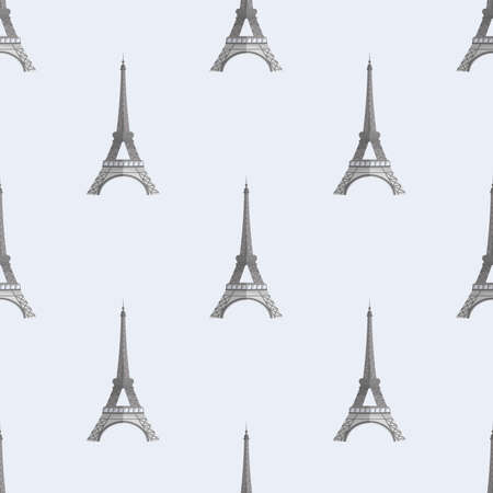 Seamless pattern with the Eiffile Tower. Suitable for backgrounds, postcards, and wrapping paper. Vector.のイラスト素材