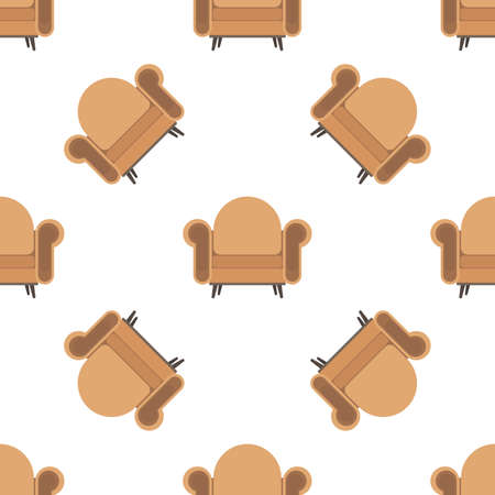Seamless pattern with vintage armchair. Suitable for backgrounds, postcards, and wrapping paper. Vector.のイラスト素材