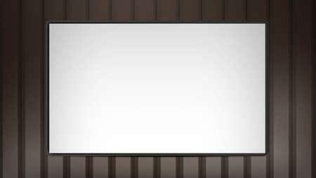White label on shadow line background, copy space. Striped brown realistic poster Background with metal or glossy wood. Vector.のイラスト素材