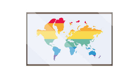 World map outline with LGBT colors. Vector.