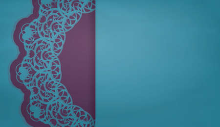 A green postcard with a Greek purple ornament is ready for printing.のイラスト素材