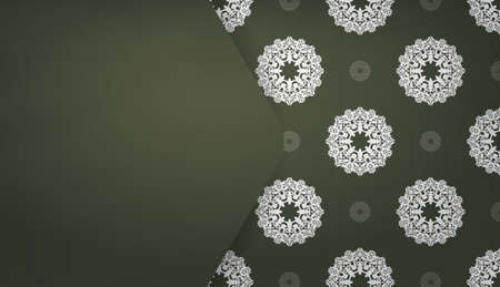 Dark green background with abstract white ornaments and place under your textのイラスト素材