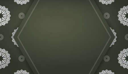 Dark green background with luxurious white ornaments and space for your textのイラスト素材